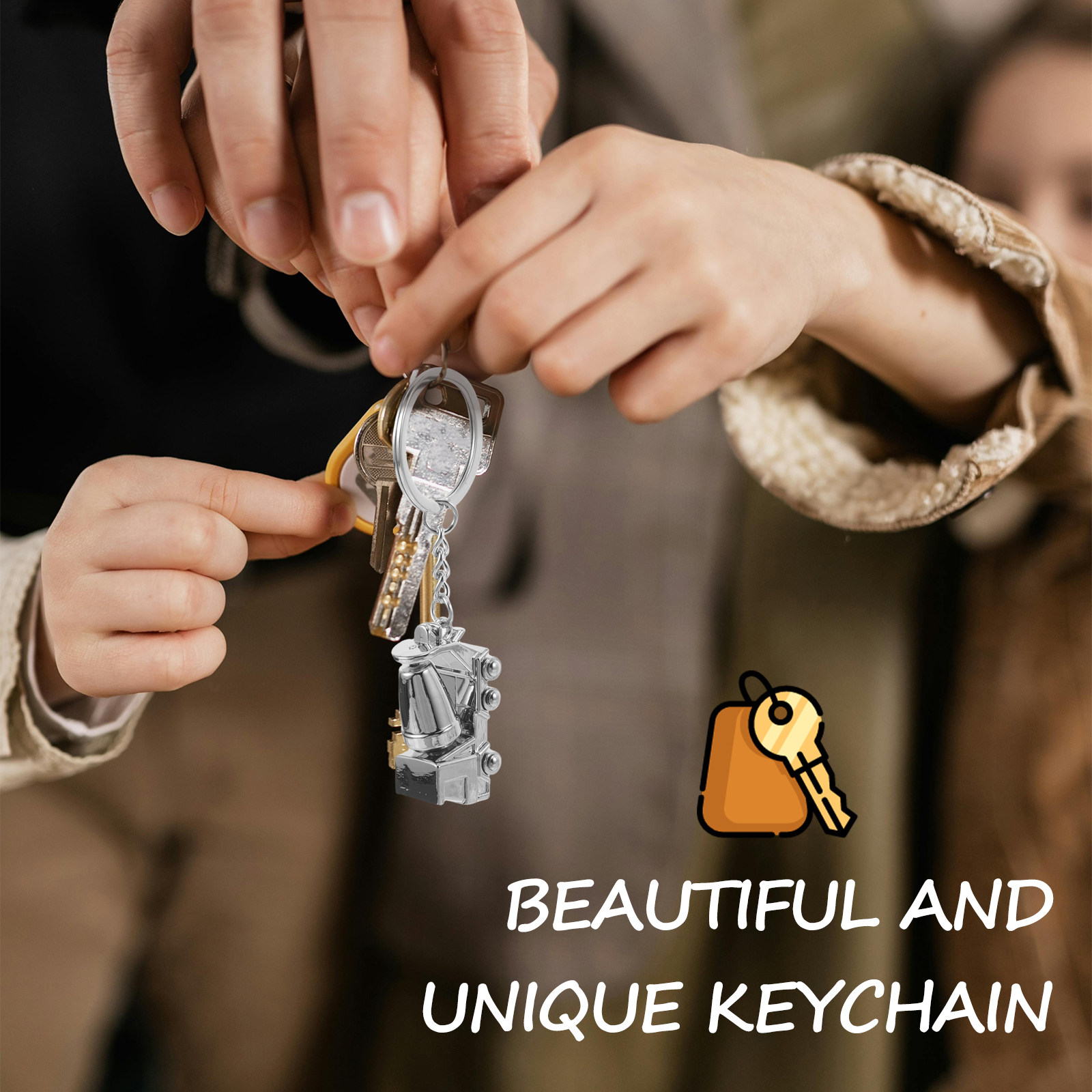 Heavy Equipment Keychain - Alloy Mixer Truck Keychain 3D Construction